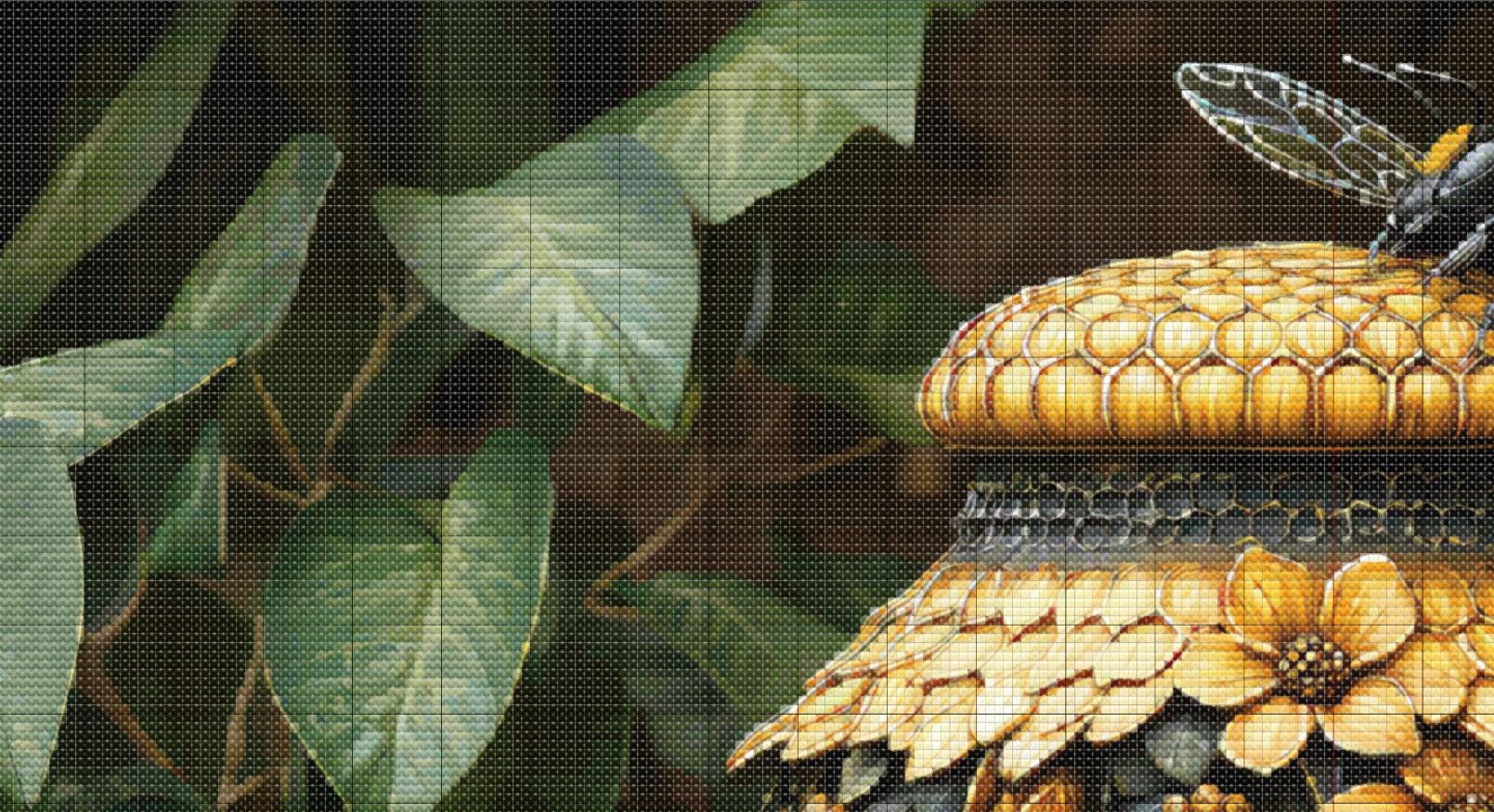 ハニーポットビー昆虫クロスステッチパターン。即時 PDF ダウンロード