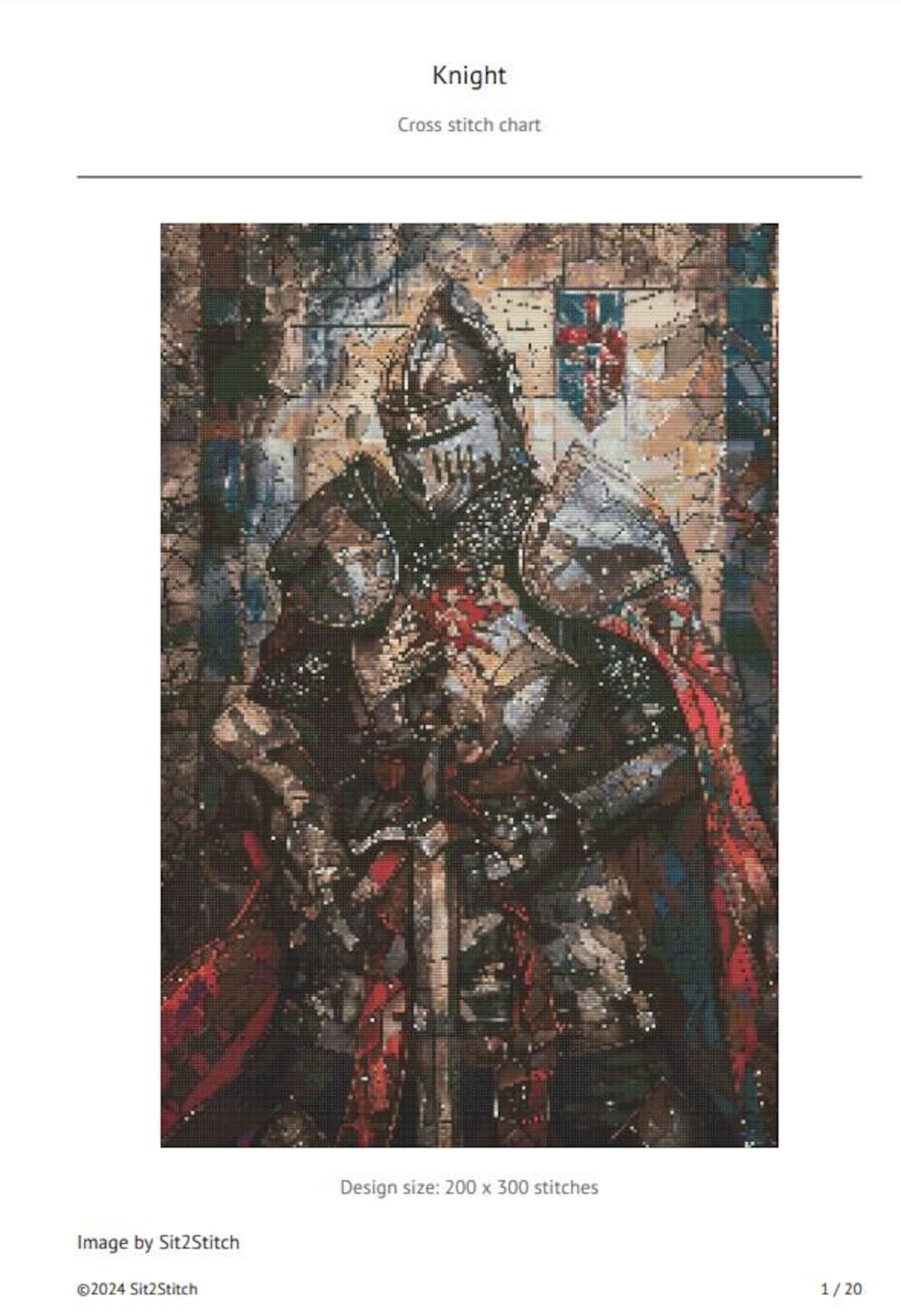 Knight 01 Cross Stitch Pattern. Digital PDF Download. 60,000 Stitches ...