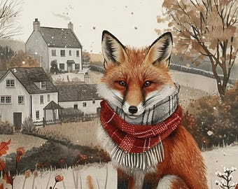 Village Fox cross stitch pattern. Instant PDF Download. 60k Stitches