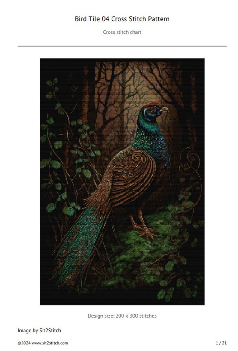 Bird Tile 04 Cross Stitch Pattern. Digital PDF Download. 60,000 ...