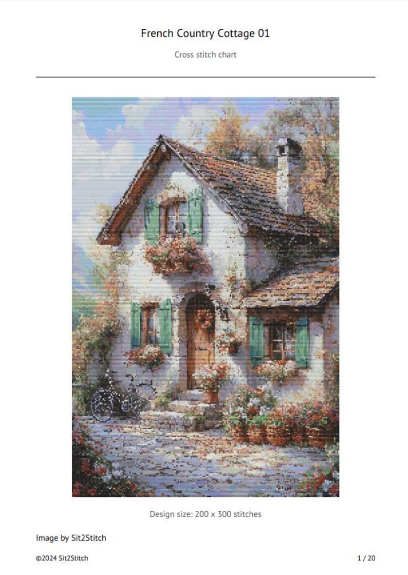 French Country Cottage Cross Stitch Pattern. Instant PDF Download. 60k ...