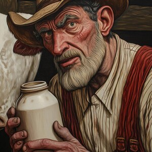 Dairy Farmer, Cow Farmer cross stitch pattern. PDF Download. 60k Stitches.