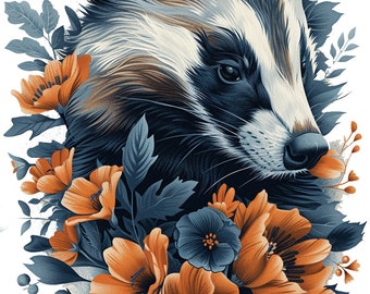 Badger on White cross stitch Pattern. PDF Download Cross Stitch Pattern. 60,000 Stitches