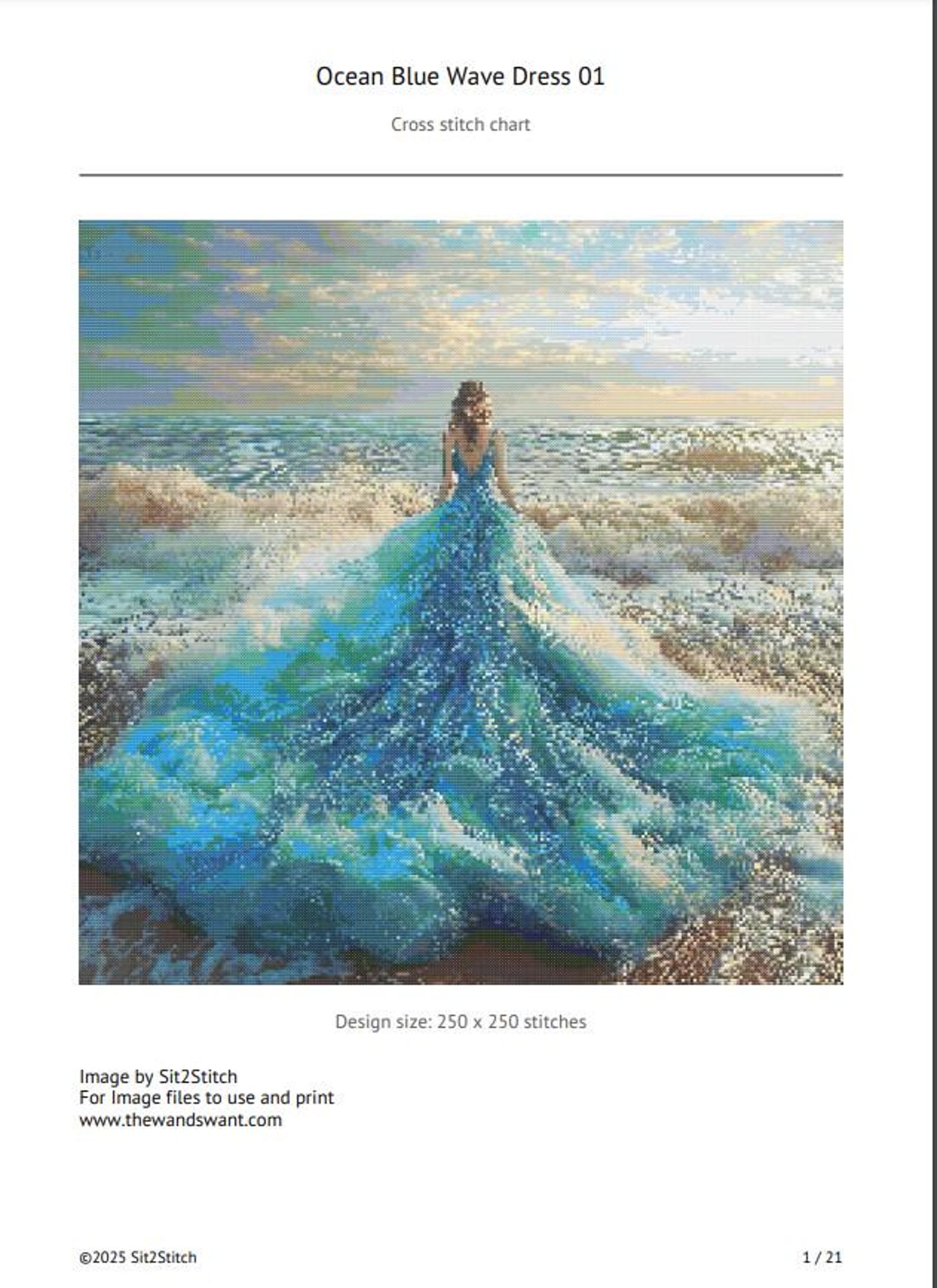 Cross Stitch | Daily Wear 25 | BLUE WAVE-3 PC