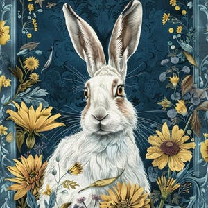 Patrón de punto de cruz de liebre celta de primavera. Descarga digital en PDF. 65.400 puntadas