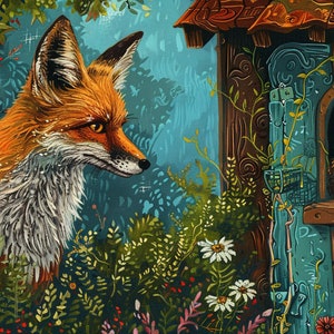 Fox and Chicken Cross Stitch Pattern: Colorful Animals (PDF Download)