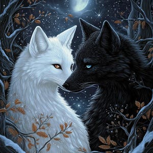 Black and White Fox cross stitch pattern. Instant PDF Download. 57,600 Stitches