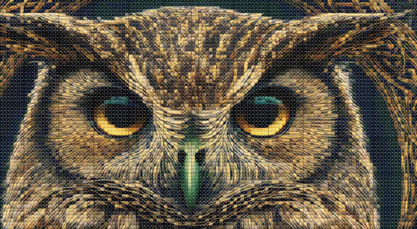 ケルトのフクロウのクロスステッチ パターン。PDF ダウンロード