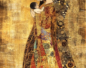 Mother Klimt in Style cross stitch pattern. PDF Download. 67,800 Stitches.