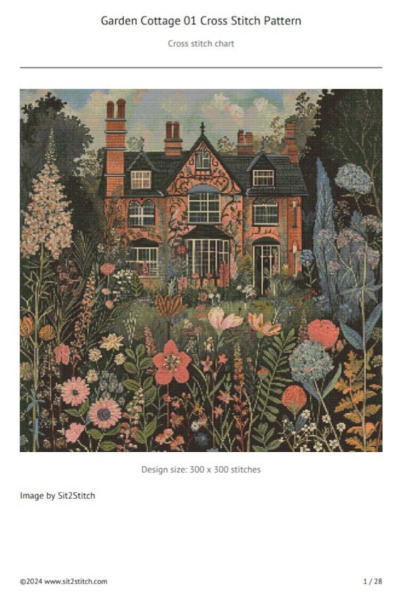 Cozy Cottage Garden Cross Stitch - Large Pattern, 90k Stitches, Instant ...