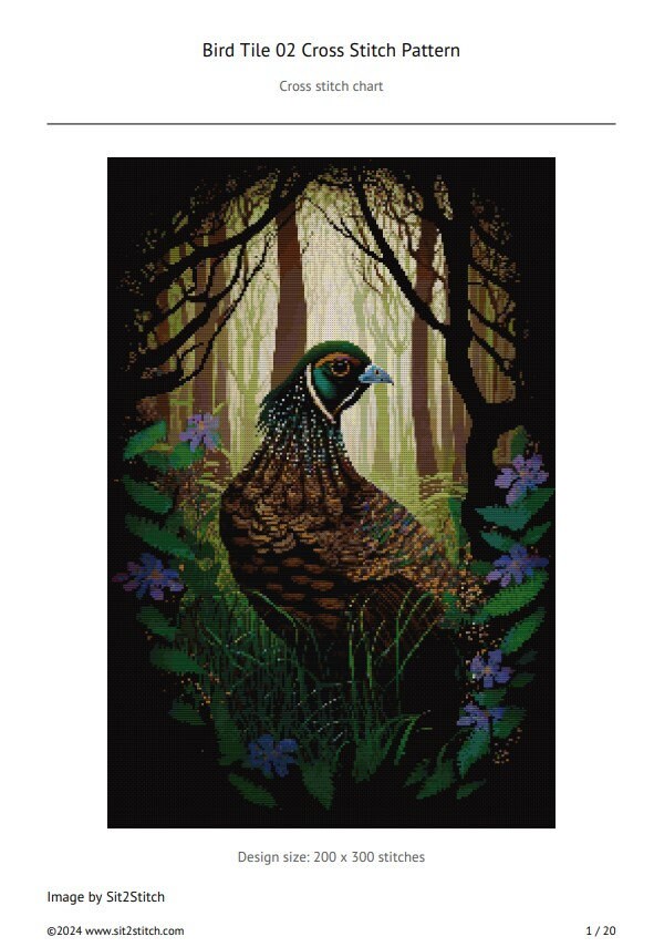 Bird Tile 02 Cross Stitch Pattern. Digital PDF Download. 60,000 ...