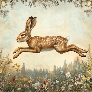 Patrón de punto de cruz de liebre de primavera. Descarga instantánea en PDF. 60.000 puntadas.