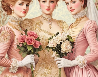 Vintage Victorian Women Ladies Fashion cross stitch pattern. Instant PDF Download. 67,200 Stitches.