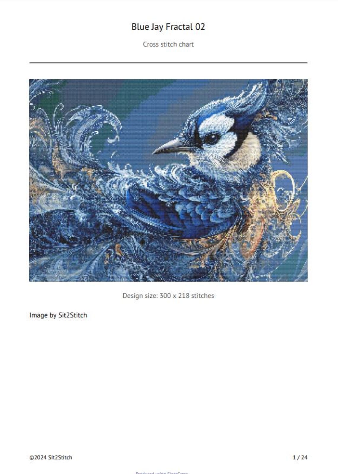 Blue Jay Fractal Cross Stitch Pattern. Instant PDF Download. 65,400 ...