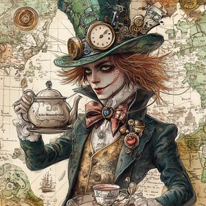 Mad Hatter Alice in Wonderland cross stitch pattern. Instant PDF Download. 64,500 Stitches.