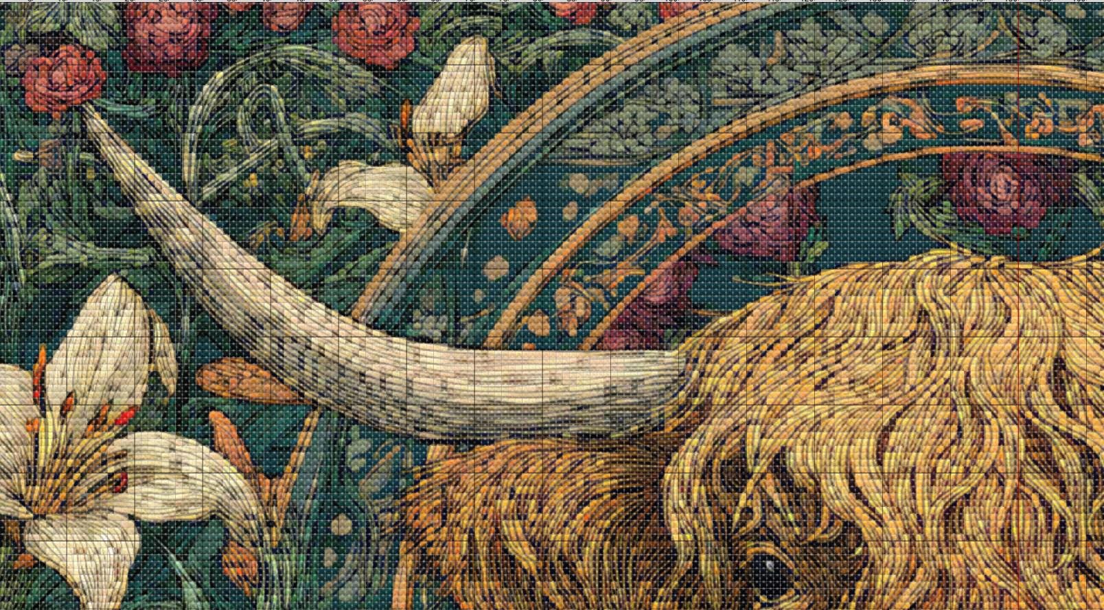 Art Nouveau Highland Cow Floral Cross Stitch Pattern. Instant PDF ...