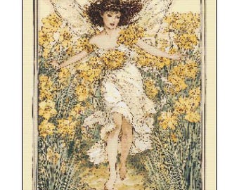 The Narcissus Fairy Vintage Cross Stitch Pattern. Instant PDF