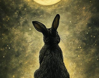 Moon Gazing Hare Cross Stitch Pattern. Digital PDF Download. 45,000 stitches