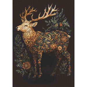 Stag Pattern Floral Stag Cross Stitch Pattern. Instant PDF Download. 60k Stitches ...