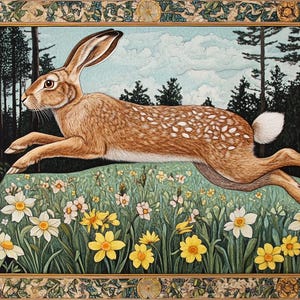 Patrón de punto de cruz de liebre de primavera. Descarga instantánea en PDF. 60.000 puntadas.