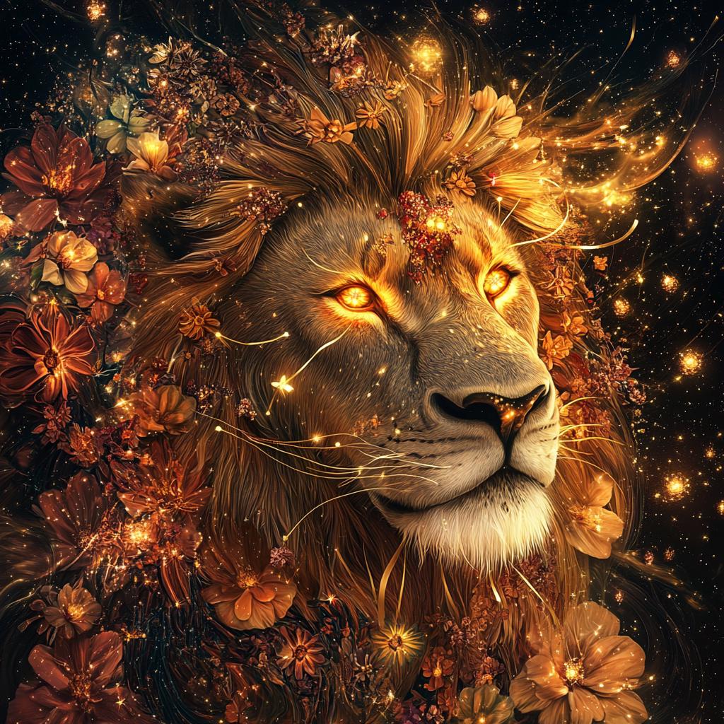 Majestic Gold Lion Zodiac Leo Cross Stitch Pattern. Instant PDF