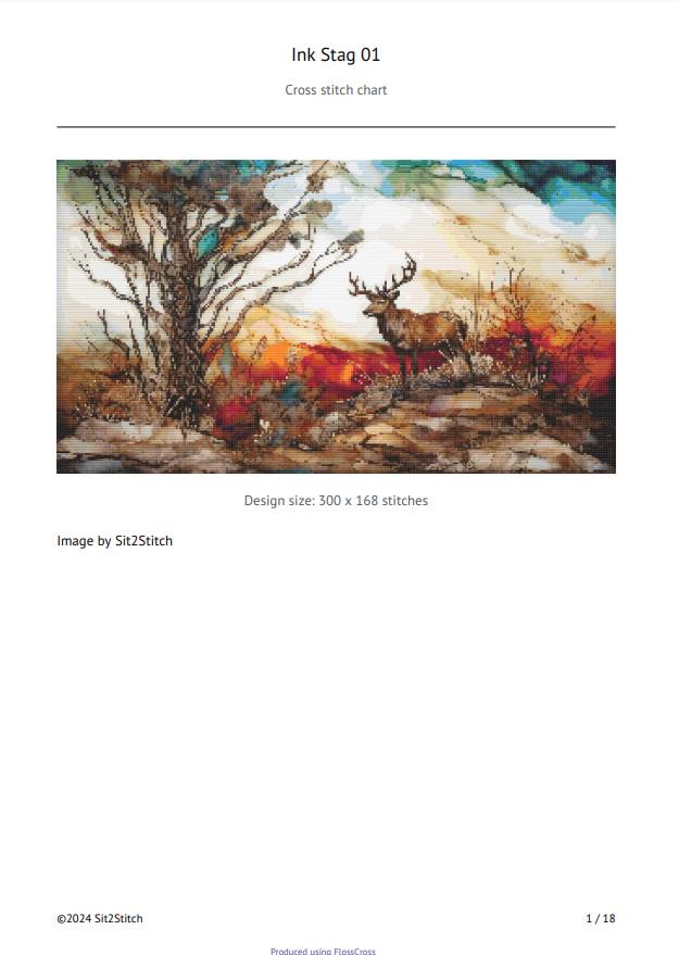 Ink Stag Cross Stitch Pattern. Instant PDF Download. 50,400 Stitches - Etsy