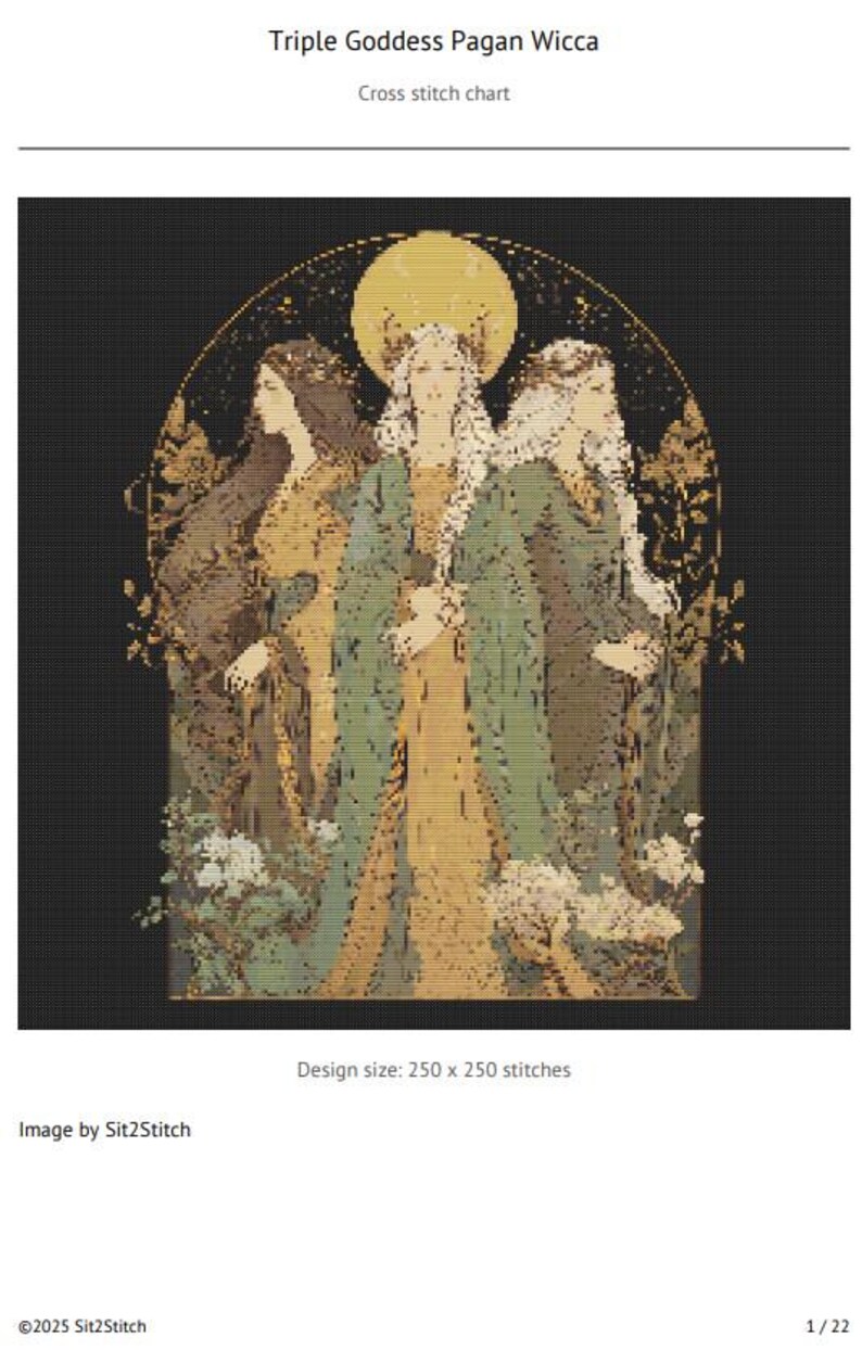Wiccan Robe Pattern Triple Goddess Pagan Wicca Cross Stitch Pattern. Instant PDF Download ...