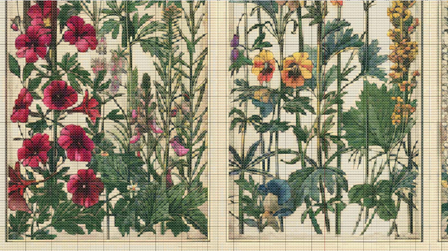 Vintage Botanical Columns Floral Cross Stitch Pattern. Instant PDF ...