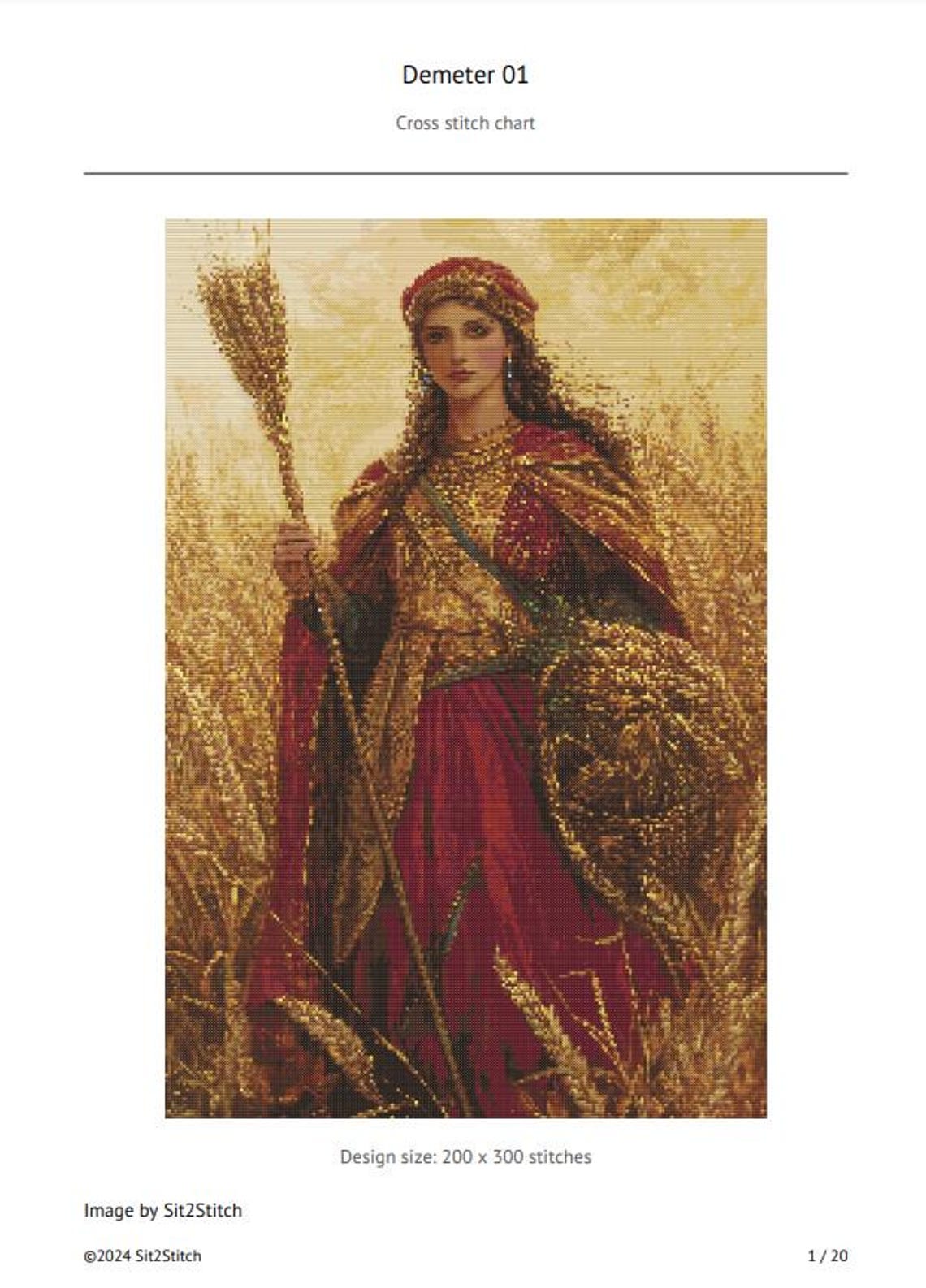 Demeter Goddess Cross Stitch Pattern: Harvest, Nature (PDF Download ...