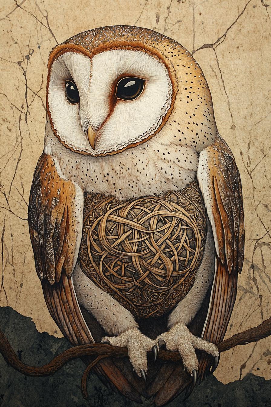 Celtic Pagan Barn Owl Cross Stitch Pattern. Digital PDF Download. 60,000 stitches
