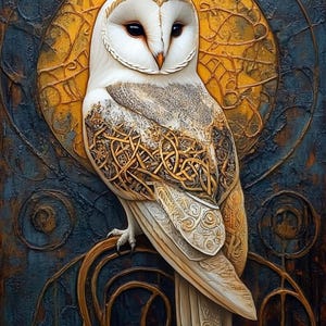 Celtic Pagan Barn Owl Cross Stitch Pattern. Digital PDF Download. 60,000 stitches