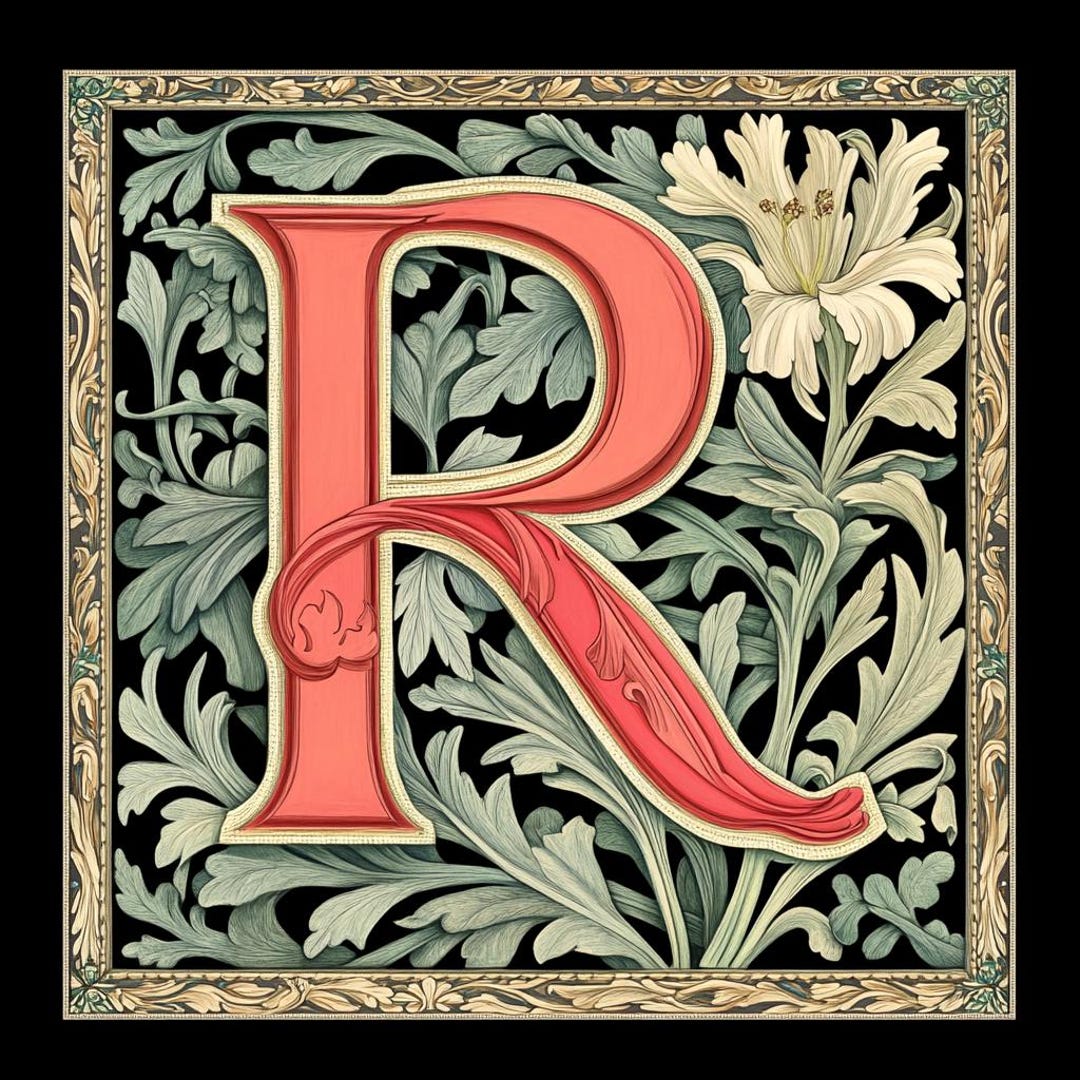 William Morris Letter R Cross Stitch Pattern (PDF Download, Pattern ...
