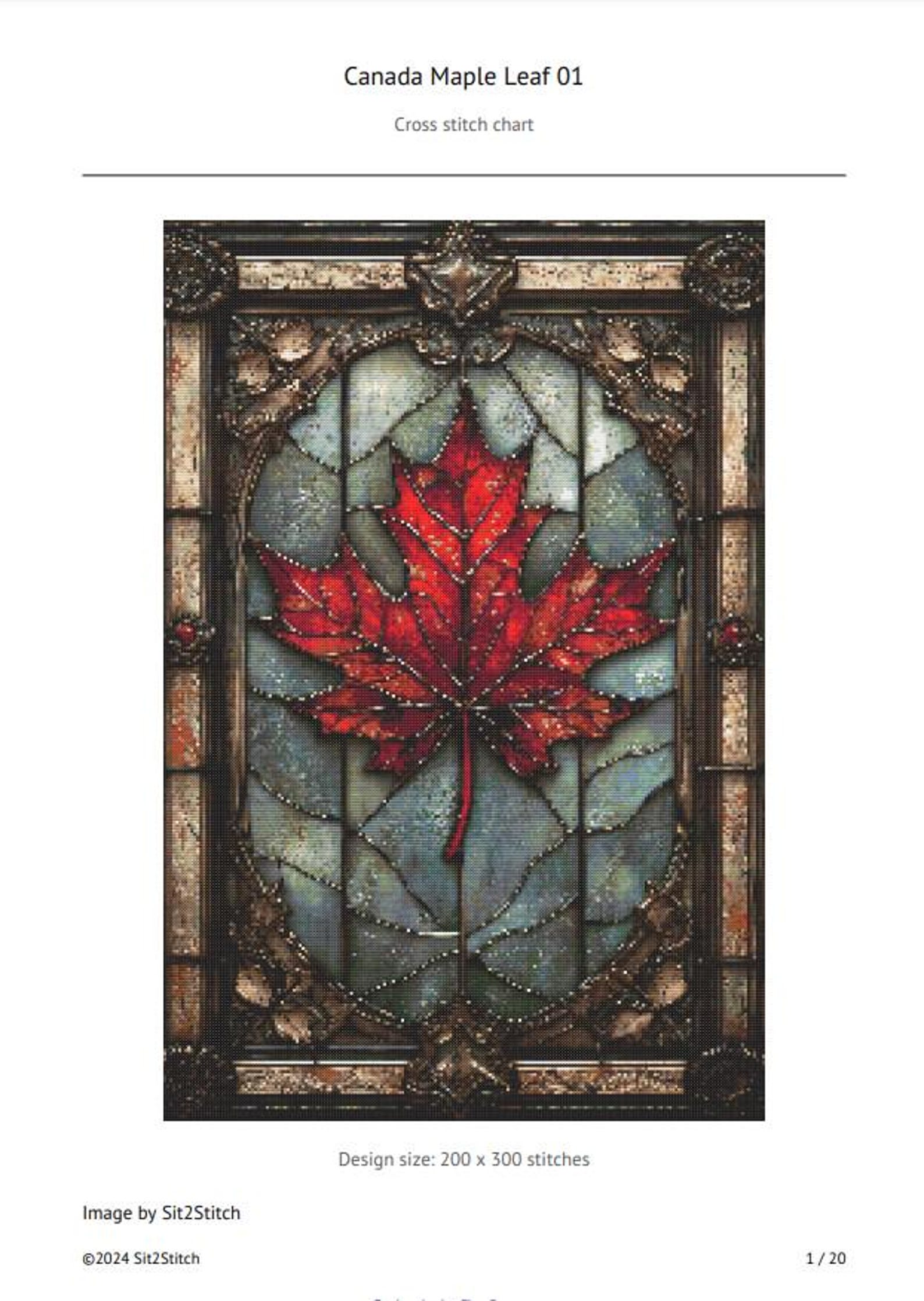 Canada Maple Leaf Cross Stitch Pattern. Instant PDF Download. 60k ...