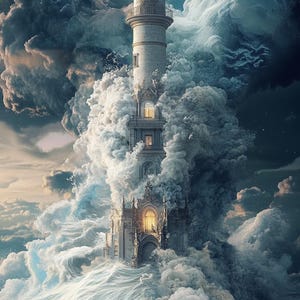 Korsstygnsmönster med fyrmotiv. Direkt PDF-nedladdning. 51 129 stygn.