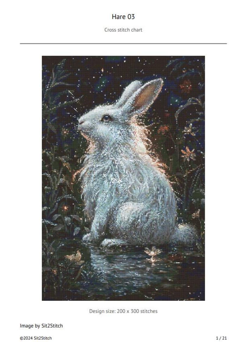 Hare 03 Cross Stitch Pattern. Digital PDF Download. 60,000 Stitches - Etsy