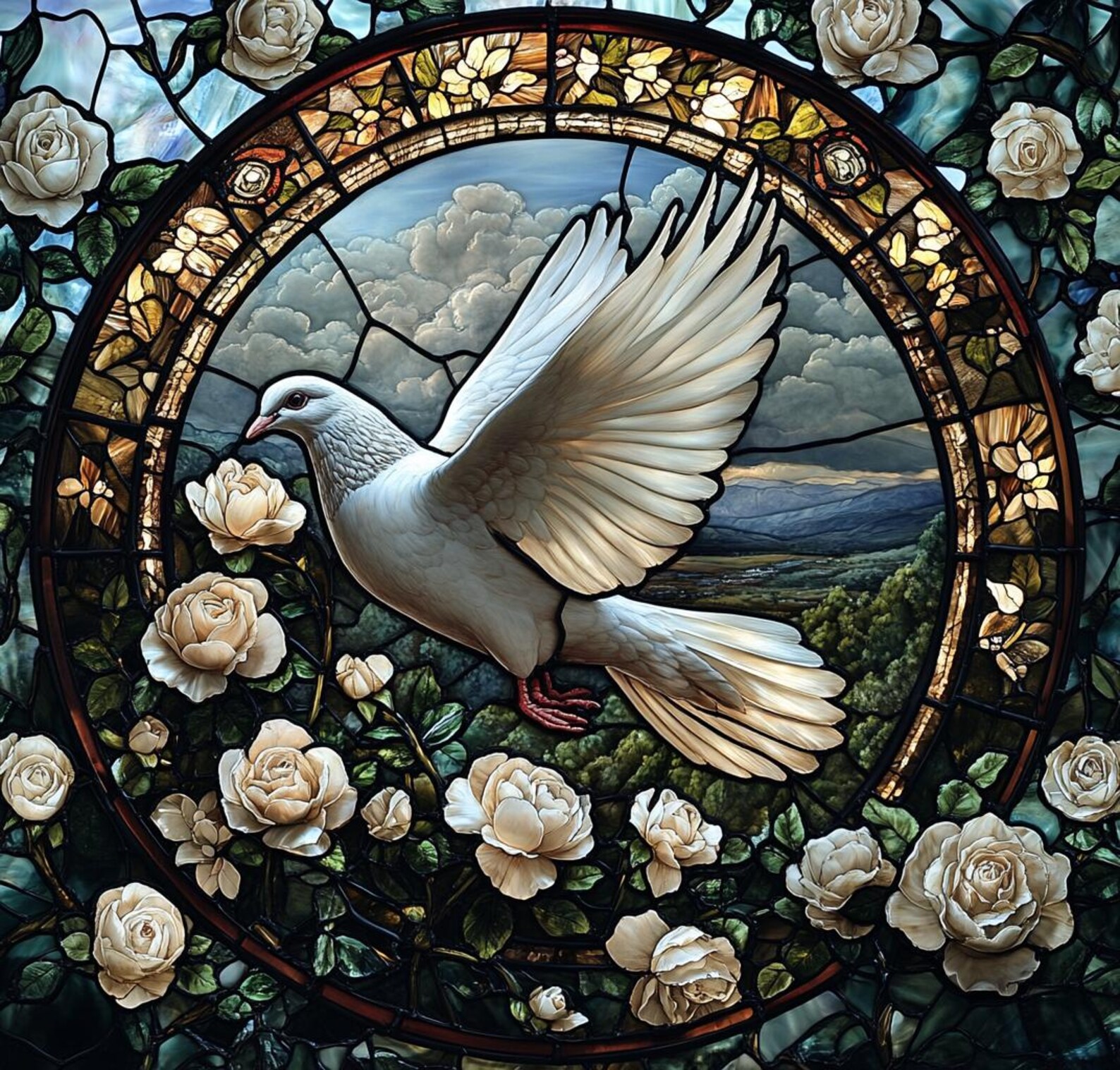 Peace Stained Glass Dove Cross Stitch Pattern. Instant PDF Download ...