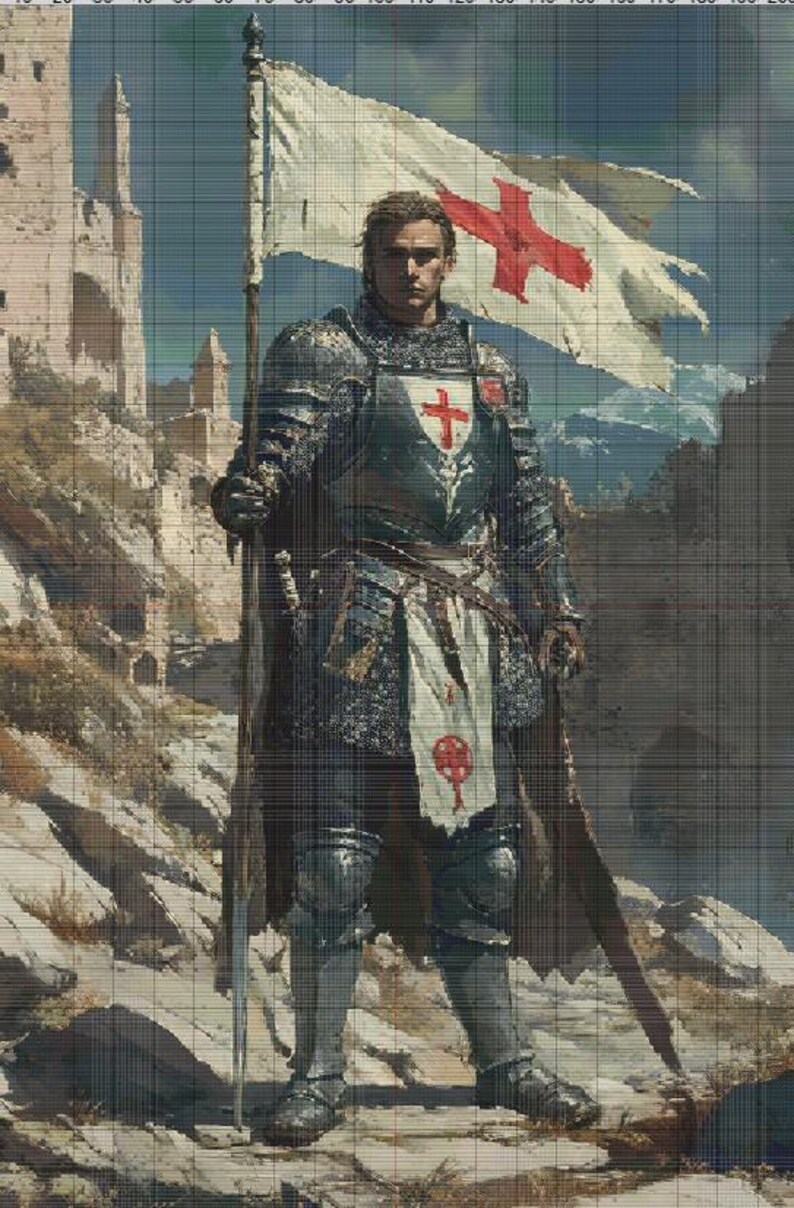 Templar Knight Cross Stitch Pattern. Instant PDF Download. 60k Stitches ...