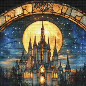 Stained Glass Castle Circle Cross Stitch Pattern. Instant PDF Download ...