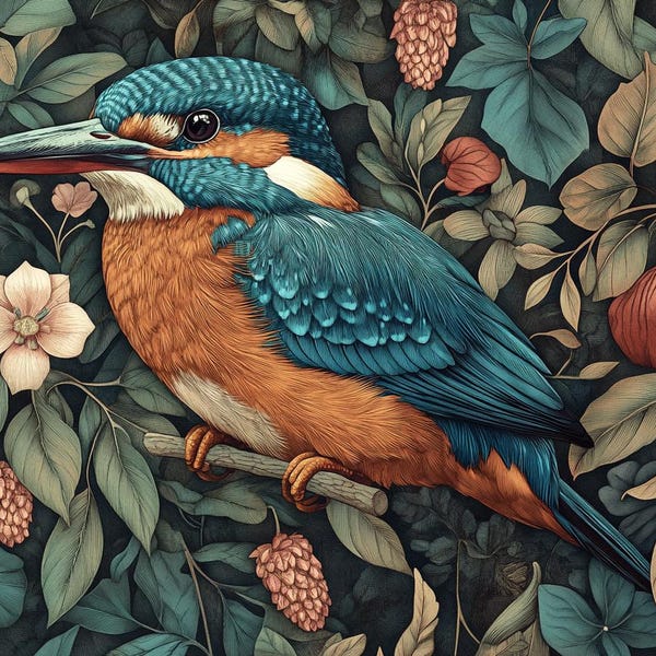 William Morris Kingfisher cross stitch pattern. Instant PDF Download. 64,500 Stitches.