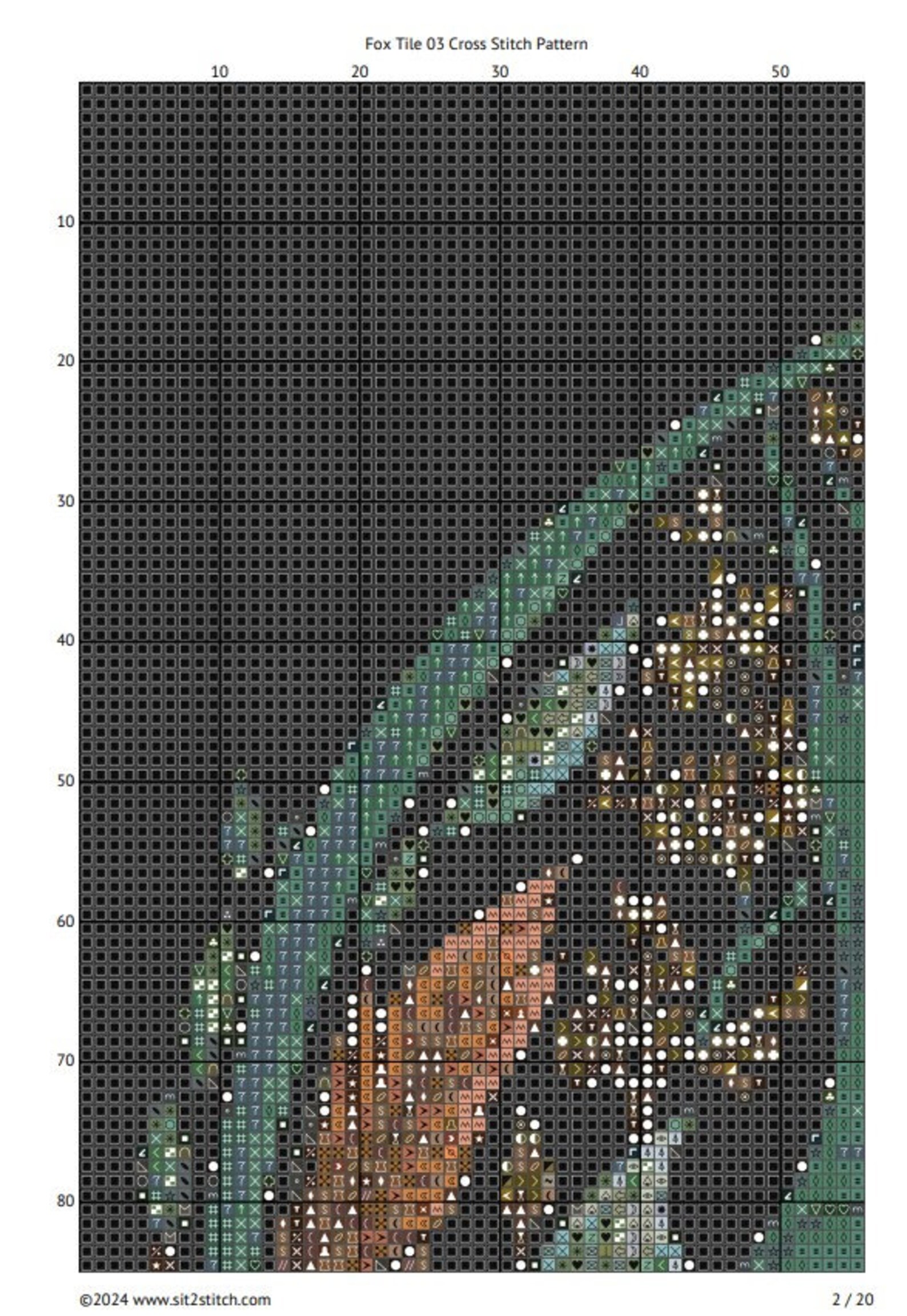 Fox Tile 03 Cross Stitch Pattern. Digital PDF Download. 60,000 Stitches ...