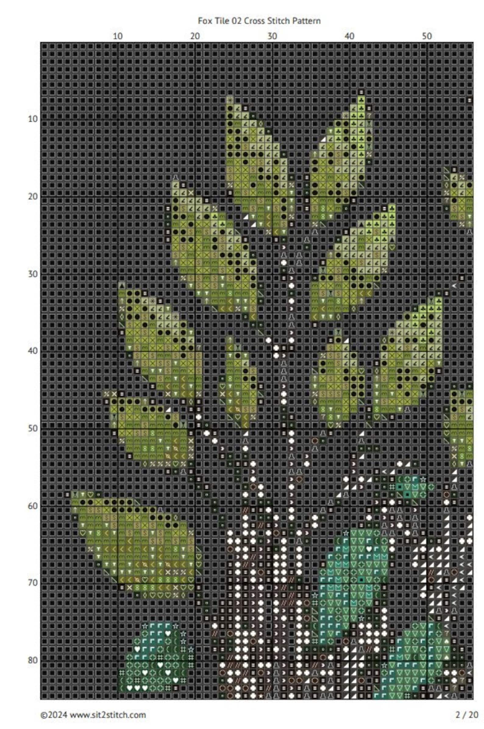 Fox Tile 02 Cross Stitch Pattern. Digital PDF Download. 60,000 Stitches ...