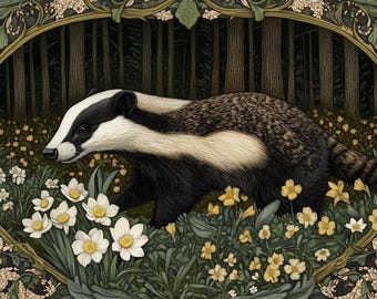 Schema punto croce Spring Badger. Download PDF immediato. 60k punti.