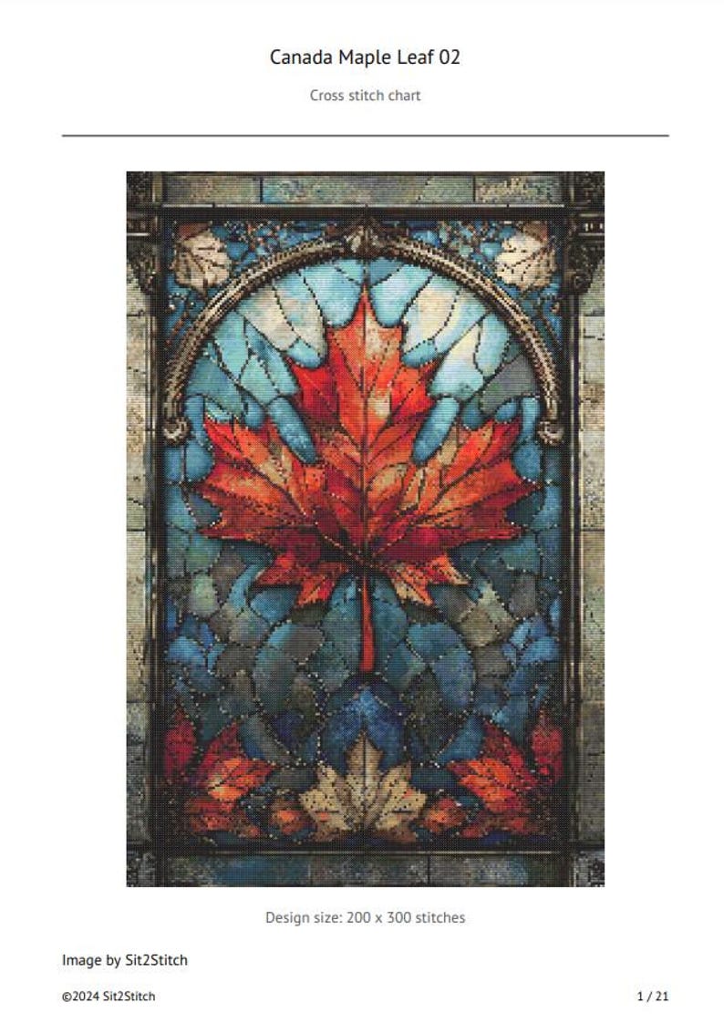 Canada Maple Leaf Cross Stitch Pattern. Instant PDF Download. 60k ...