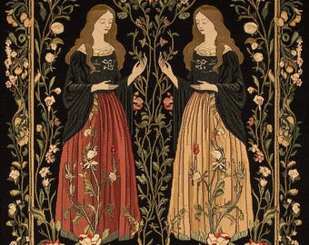 Medieval Ladies cross stitch pattern. Instant PDF Download. 60k Stitches.