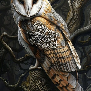 Celtic Barn Owl A6 Cross Stitch Pattern. Digital PDF Download. 60,000 stitches