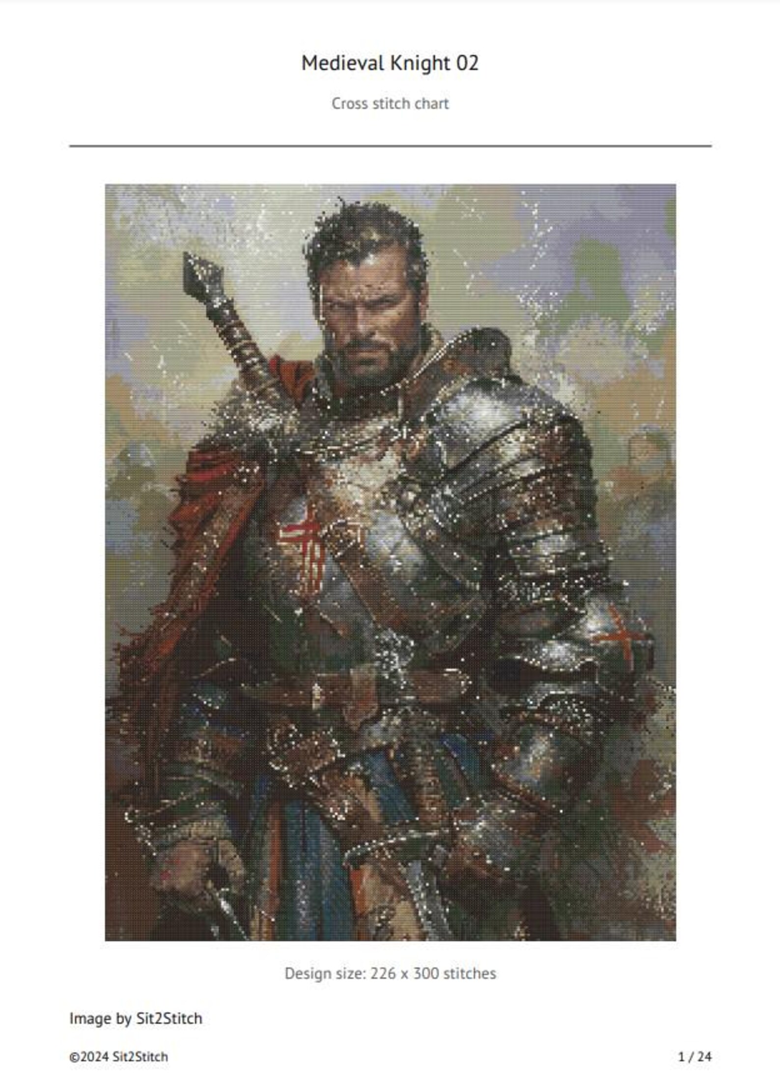 Medieval Knight Cross Stitch Pattern. Instant PDF Download. 67,800 ...