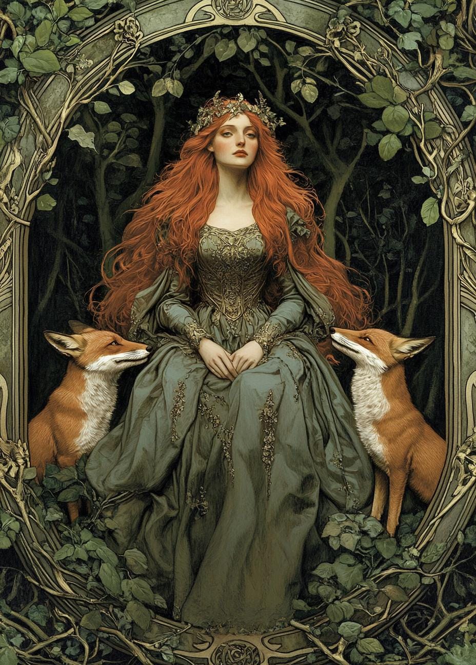 Celtic Queen with Foxes cross stitch pattern. Instant PDF Download. 64,500 Stitches.