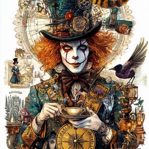 Mad Hatter Alice in Wonderland cross stitch pattern. Instant PDF Download. 64,500 Stitches.