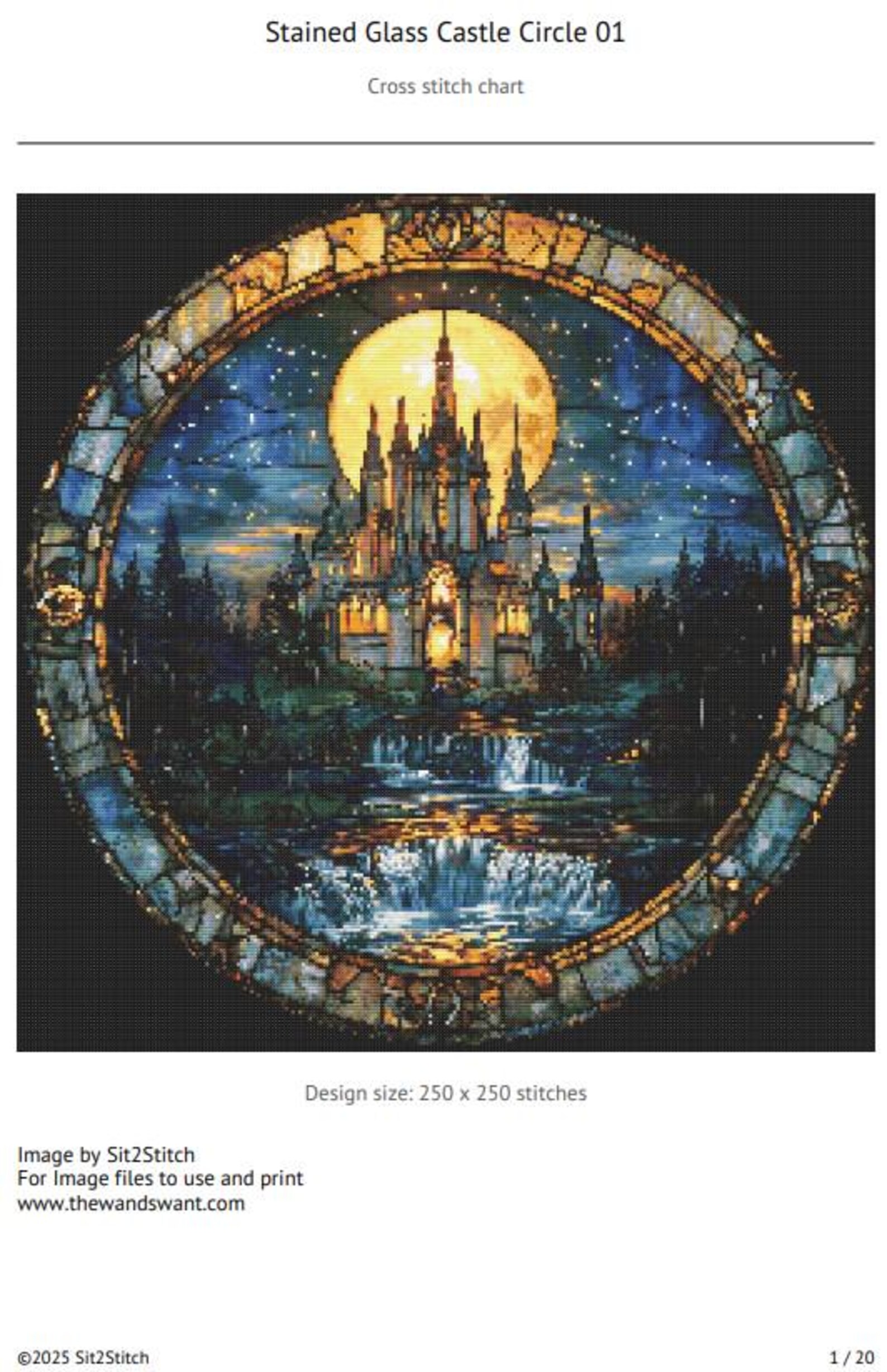 Stained Glass Castle Circle Cross Stitch Pattern. Instant PDF Download ...