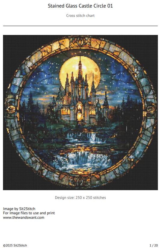 Stained Glass Castle Circle Cross Stitch Pattern. Instant PDF Download ...